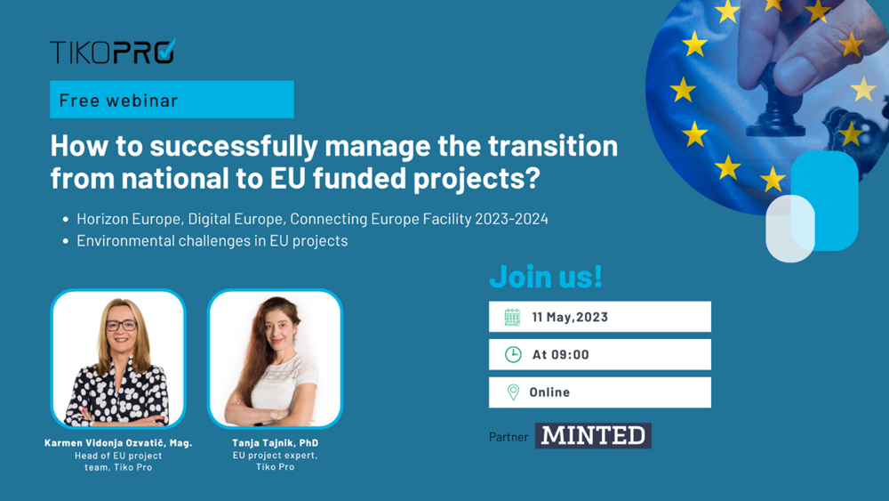 Picture of Tiko Pro Free Webinar: How to successfully manage the transition from national to EU funded projects